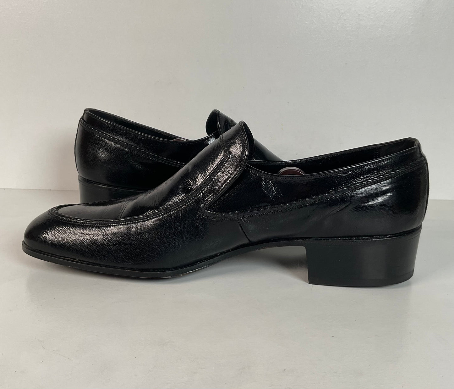 Vintage Florsheim Designer Collection | Apron Toe Loafers | 1970s | Black | 12 B