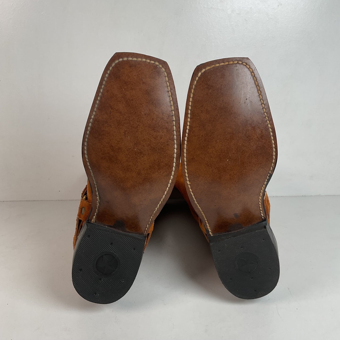 1970s Texas Suede Harness Boots 9 D USA Made Rough Out
