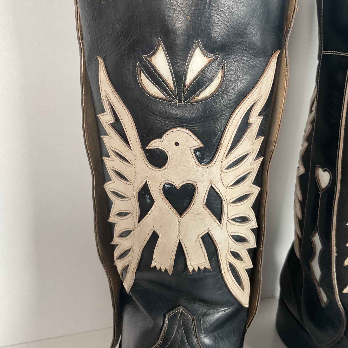 Vintage Thunderbird Cowboy Boots | Tooled Inlays | Mule Ear | 1960s | Men’s 9