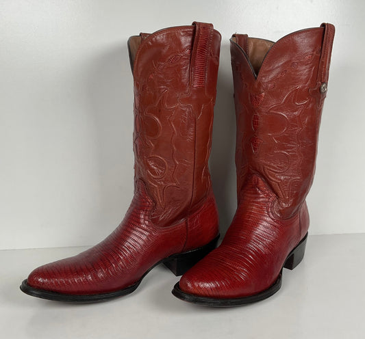 Montana Teju Lizard Cowboy Boots | Tooled Inlays | Men’s 9 D