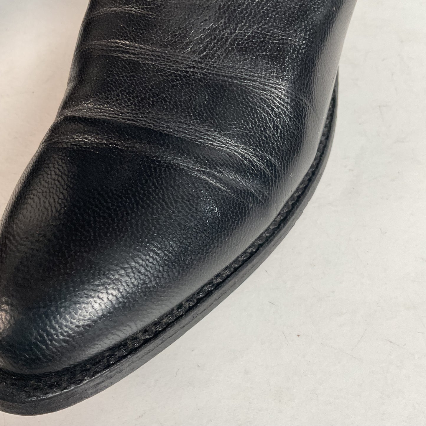 Vintage Lucchese Tall Cowgirl Boots 7 B USA Made Black Calf Skin