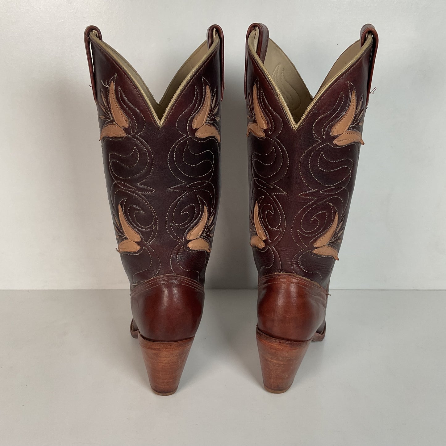 Vintage Dingo Acme Tulip Cowgirl Boots 6 M Tooled USA Made
