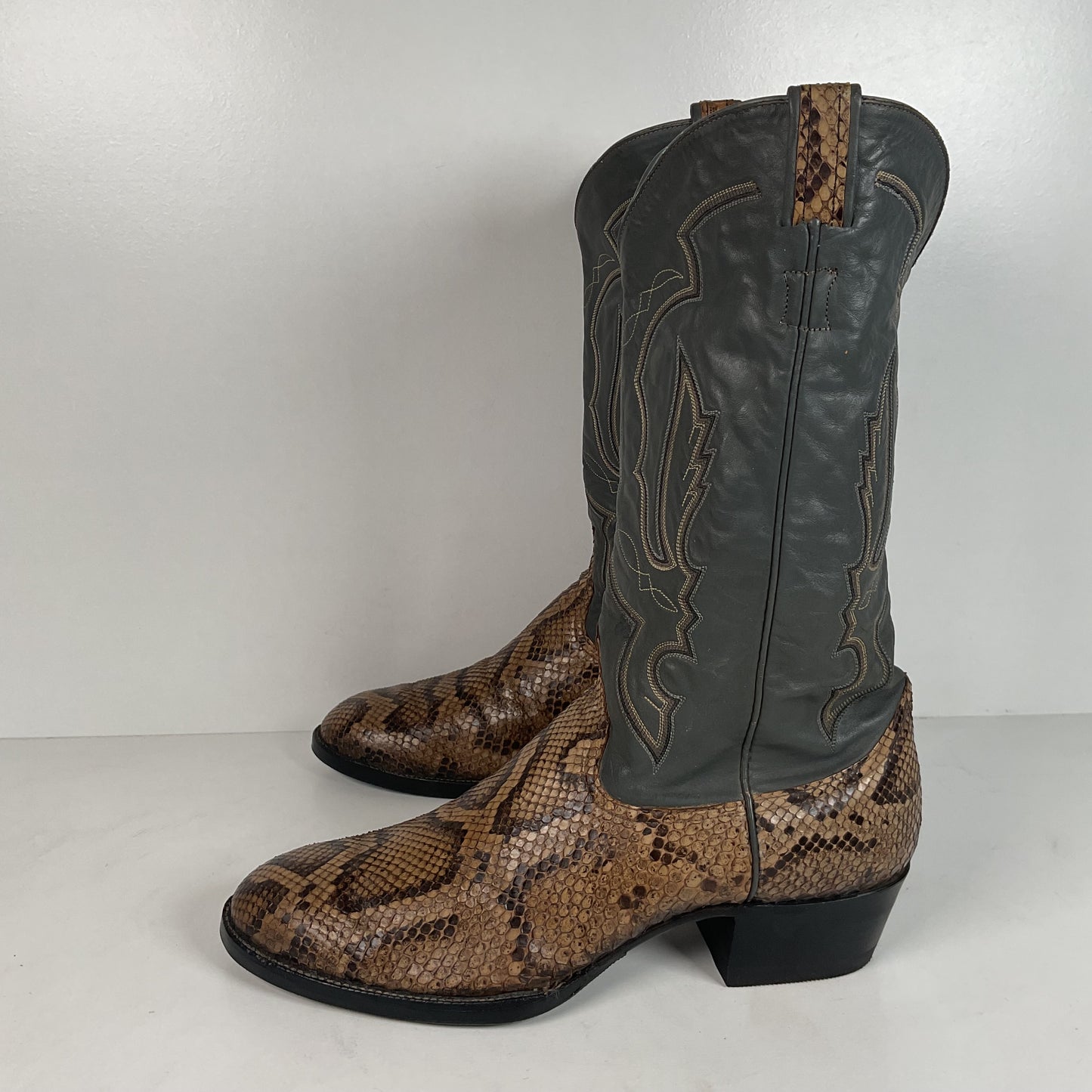 Vintage Larry Mahan Python Snakeskin Cowboy Boots | Reticulated | Men’s 12 D