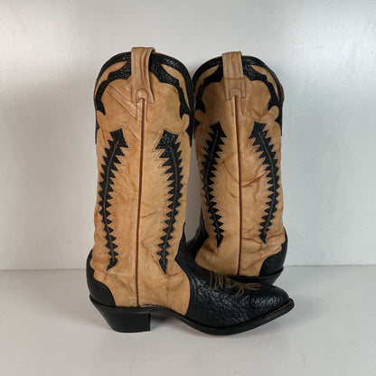 Boulet Men’s Tall Bullhide Cowboy Boots 9 E Tooled Inlay, Overlay