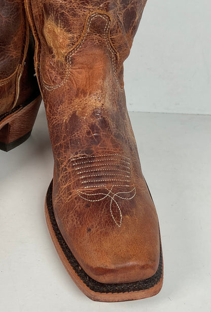 Justin Bent Rail Cowgirl Boots | Tan Road | USA Made | Women’s 9 B