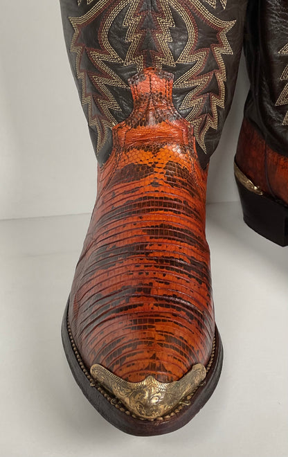 Vintage Dan Post Teju Lizard Cowboy Boots | Natural Cut | USA Made | Men’s 8.5 B