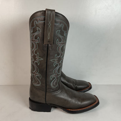 Lucchese Women’s Grey Cowgirl Boots 8.5 B Square Toe Recraft