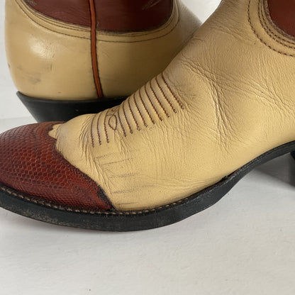 Vintage Tony Lama Urban Cowboy Boots | Lizard Wingtip | Gold Label | Men’s 9 B