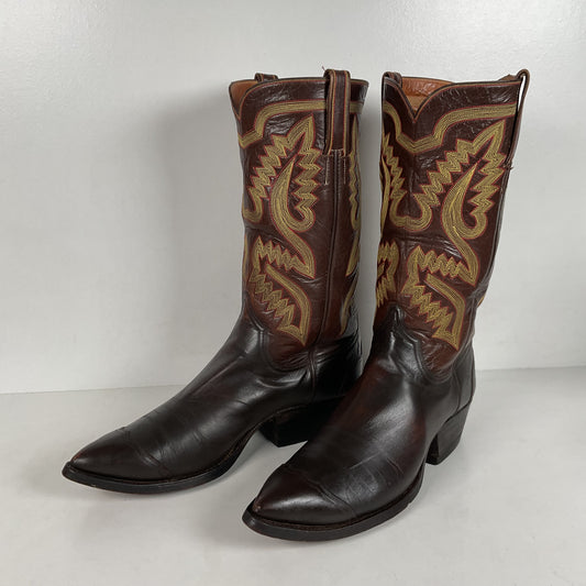 Custom Cowboy Boots | Wingtip Triad | Dark Brown Calfskin | Narrow | Men’s 9.5