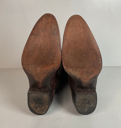 Vintage Dan Post Brown Front Cut Python Cowboy Boots 9.5 D Snakeskin USA Made