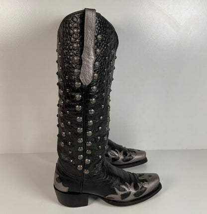 Custom Metallic Cowgirl Boots | Wingtip | Embellished | Women’s 7.5 B