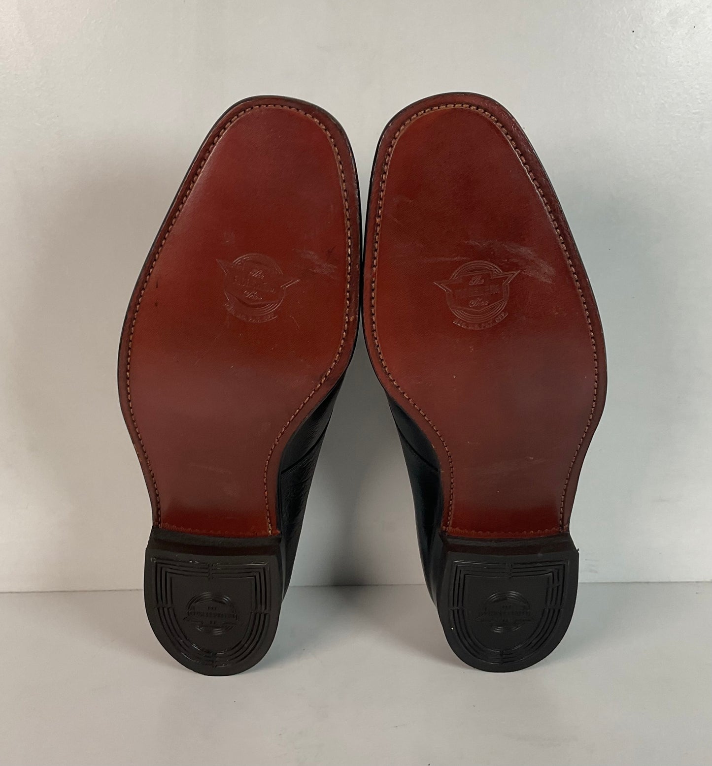 Vintage Florsheim Black Derby Loafers 12 B Apron Toe Blucher