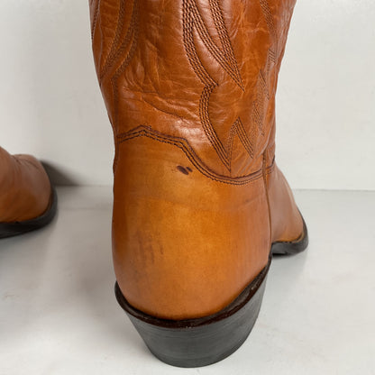 Vintage Justin Calfskin Cowboy Boots | Butterscotch | USA Made | Men’s 10.5 D