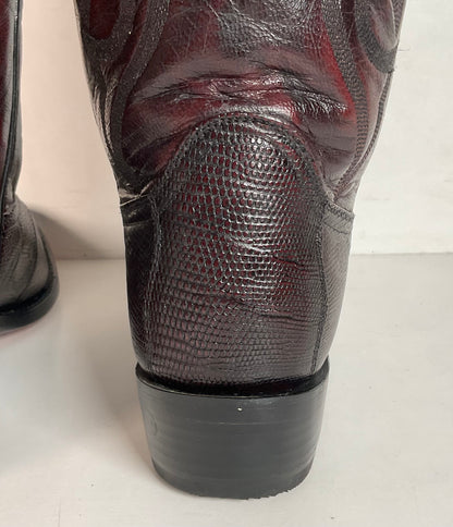 Dan Post Black Cherry Teju Lizard Cowboy Boots 8 D
