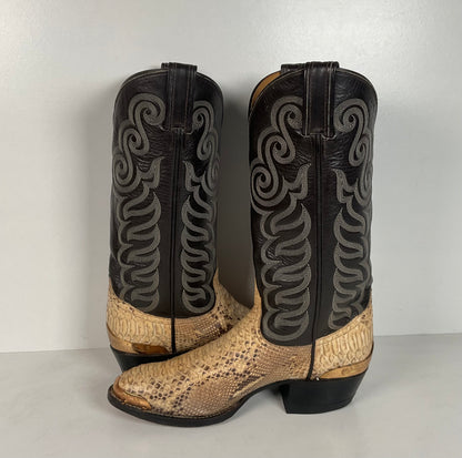Vintage Tony Lama Python Snakeskin Cowboy Boots | Gold Label | Men’s 7.5 D