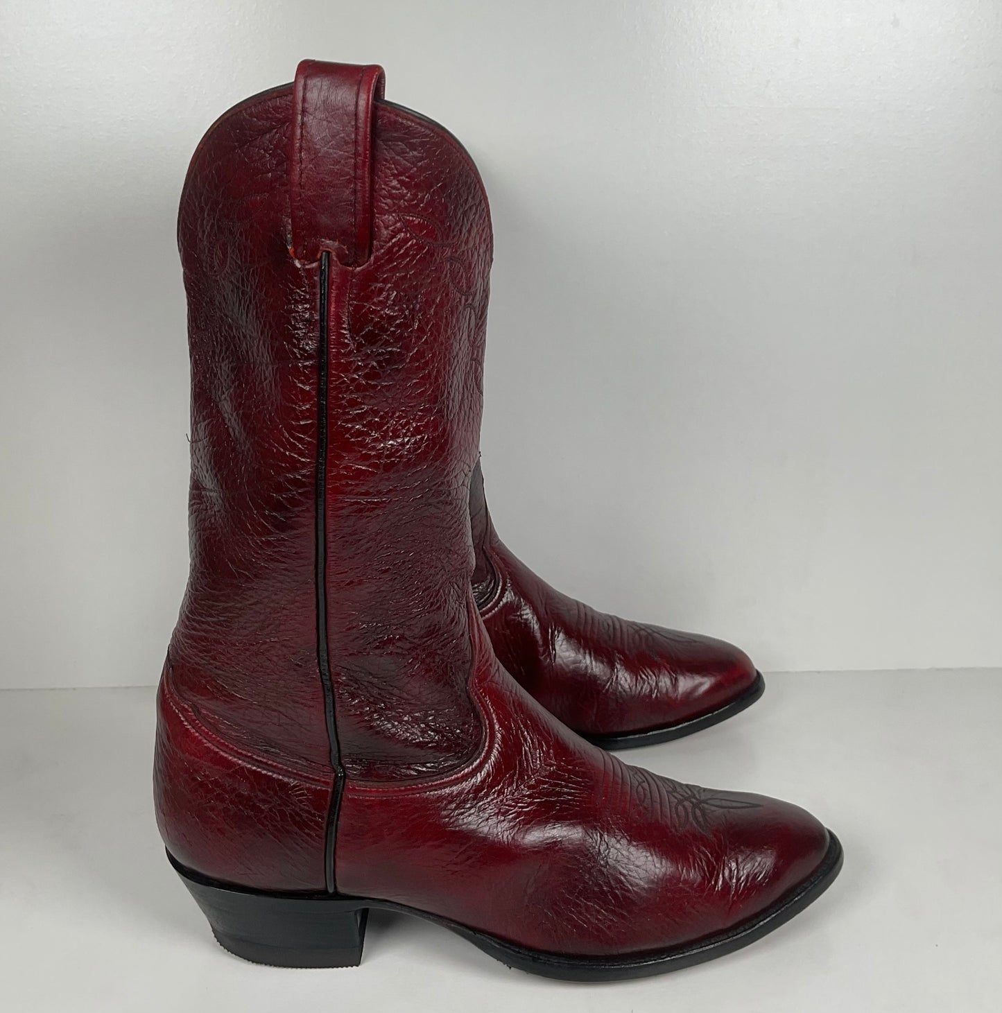 Vintage Larry Mahan Oxblood Cowboy Boots | Soft Buckskin | Men’s 10.5 EE