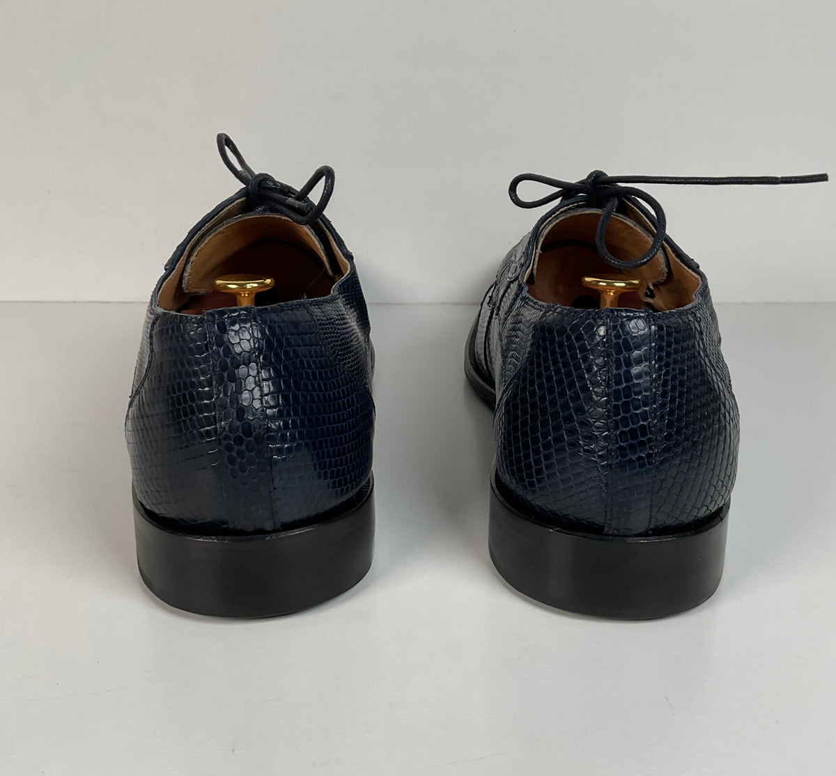 David Eden Exotic Derby Shoes | Navy Blue Crocodile & Teju Lizard | Men’s 13