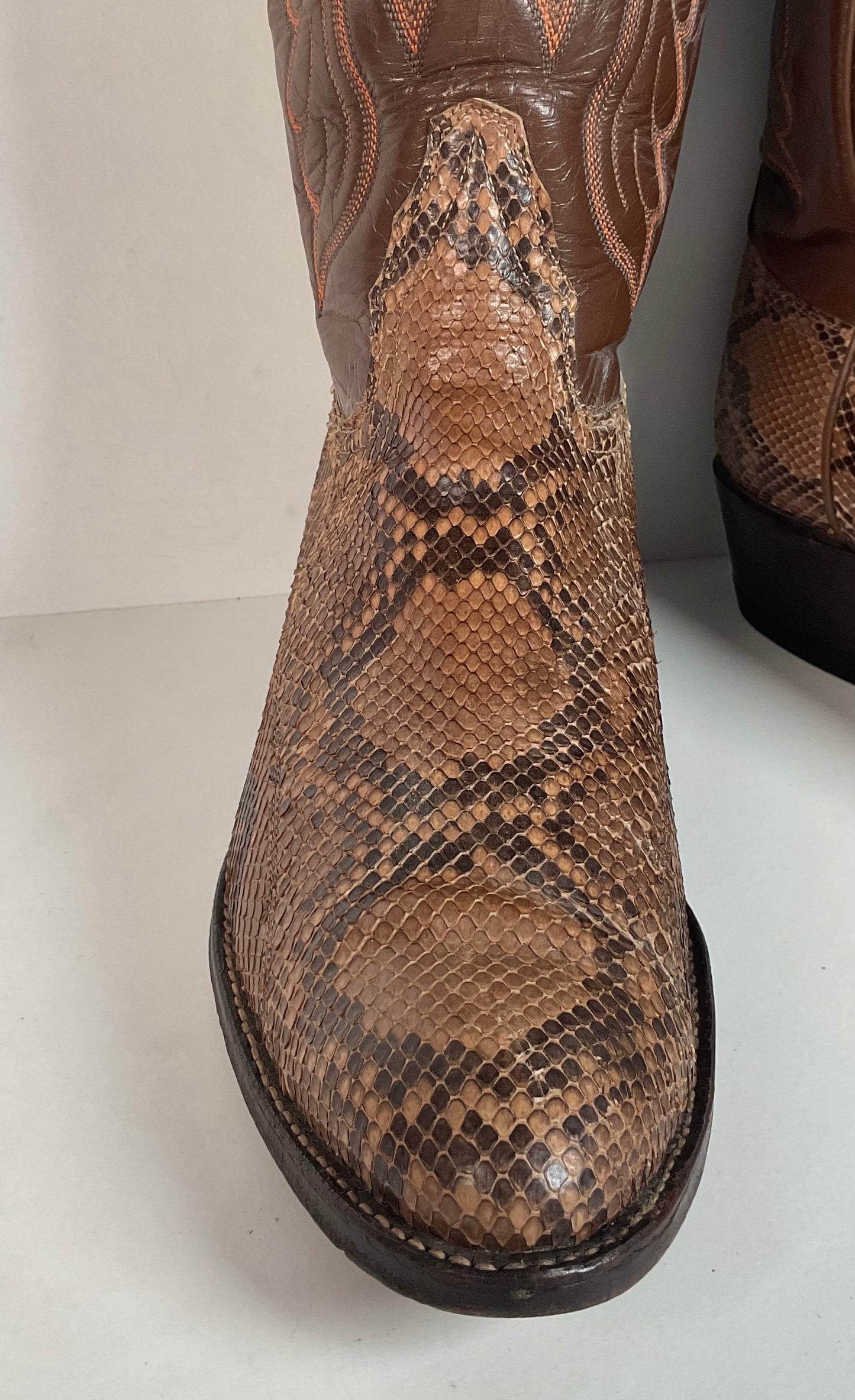 Vintage Tony Lama Python Snakeskin Cowboy Boots | USA Made | Gold Label | 10.5 D