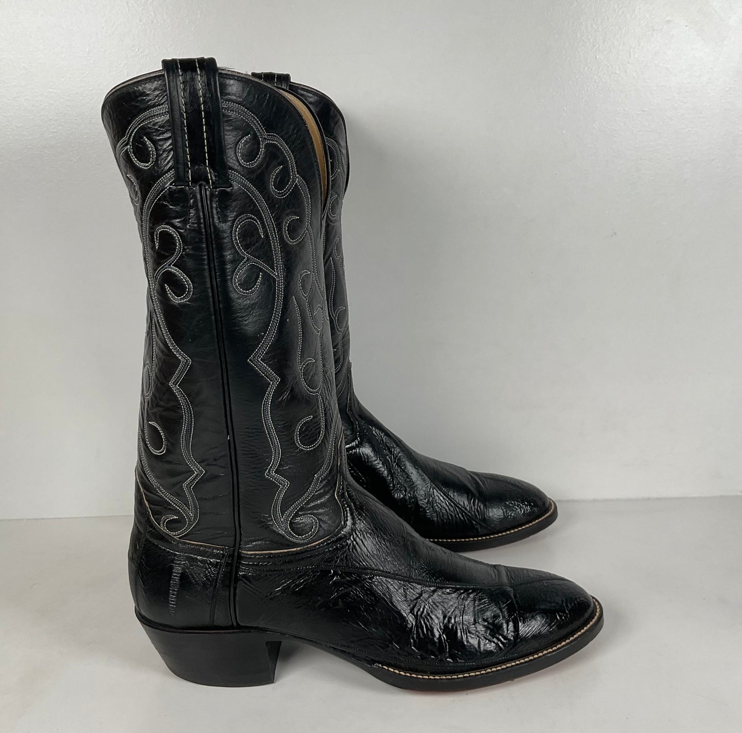 Vintage Hondo Eel Skin Cowboy Boots | Exotic | Black | Narrow | Men’s 11.5 B