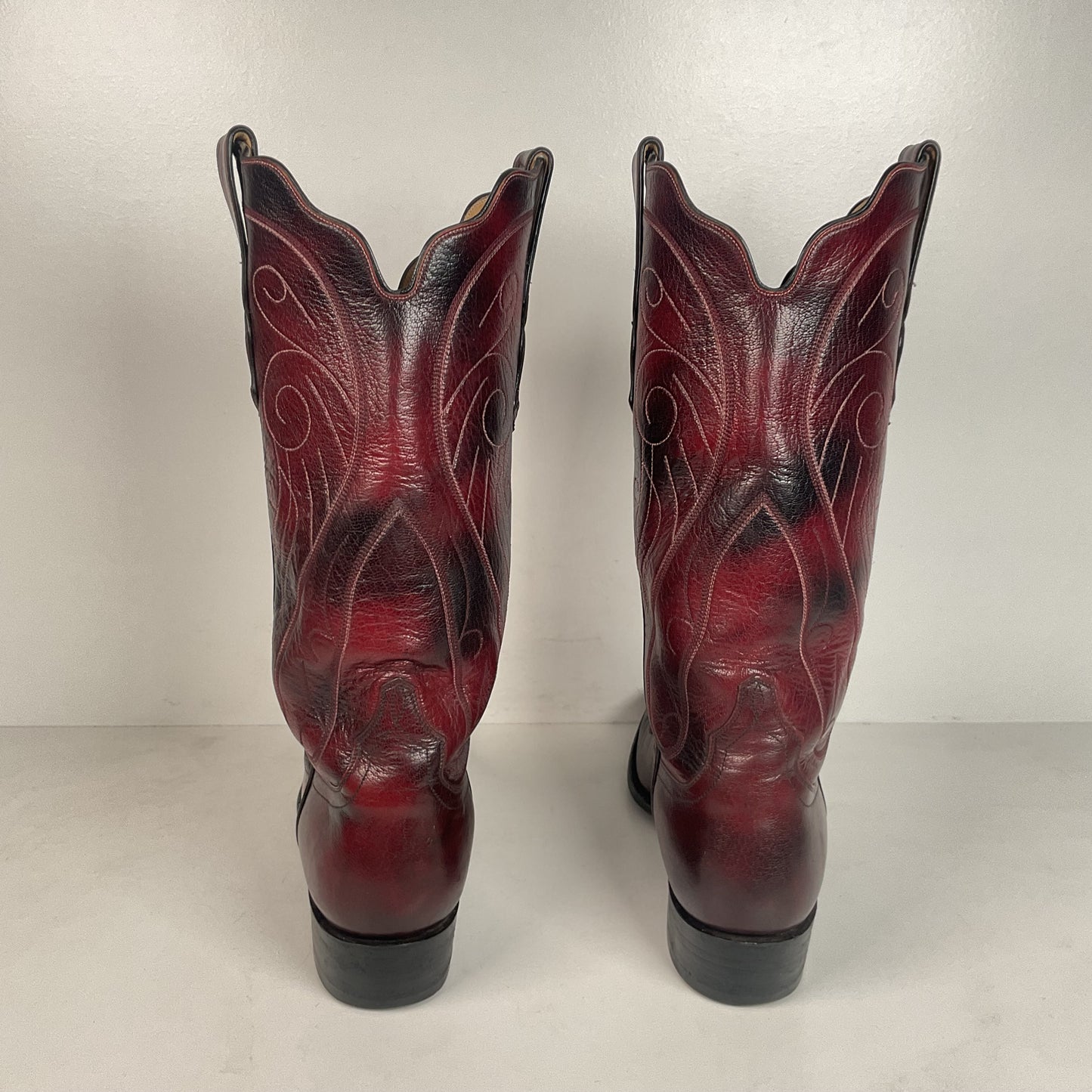 Custom Black Cherry Cowboy Boots | Goat Skin | Extra Narrow | 10.5 AA