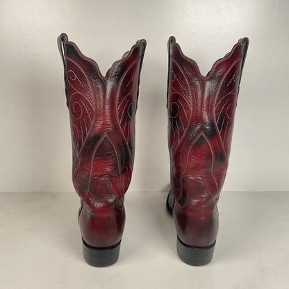 Custom Black Cherry Cowboy Boots | Goat Skin | Extra Narrow | 10.5 AA