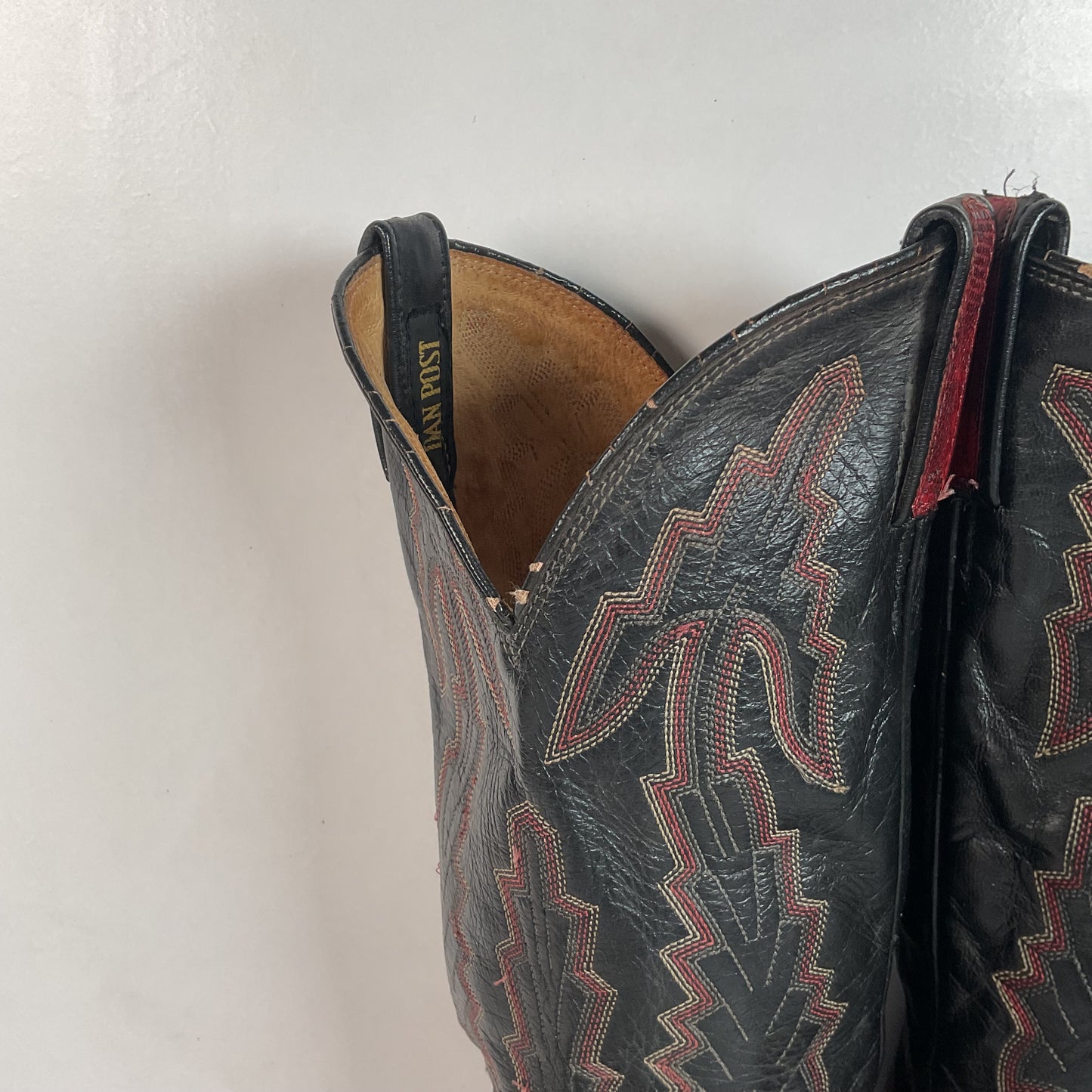 Vintage Dan Post Red Lizard Teju Cowboy Boots Men’s 8 Natural Cut USA Made