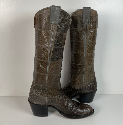 Vintage Nocona Full Python Cowgirl Boots | Snakeskin | Men’s 6 B | Women’s 7