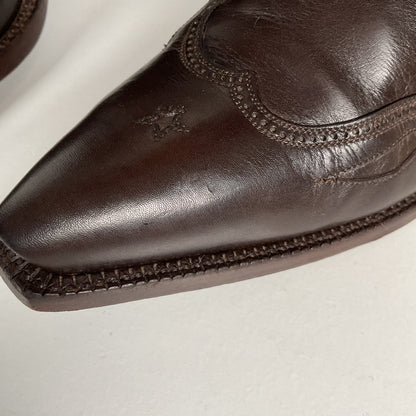 J.B. Hill for M.L. Leddy | Calfskin Cowgirl Boots | Dark Brown | Women’s 7 B
