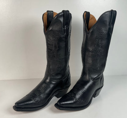 Boulet Cowgirl Boots | Black Torino Calf | Wingtip Triad | Women’s 6 C