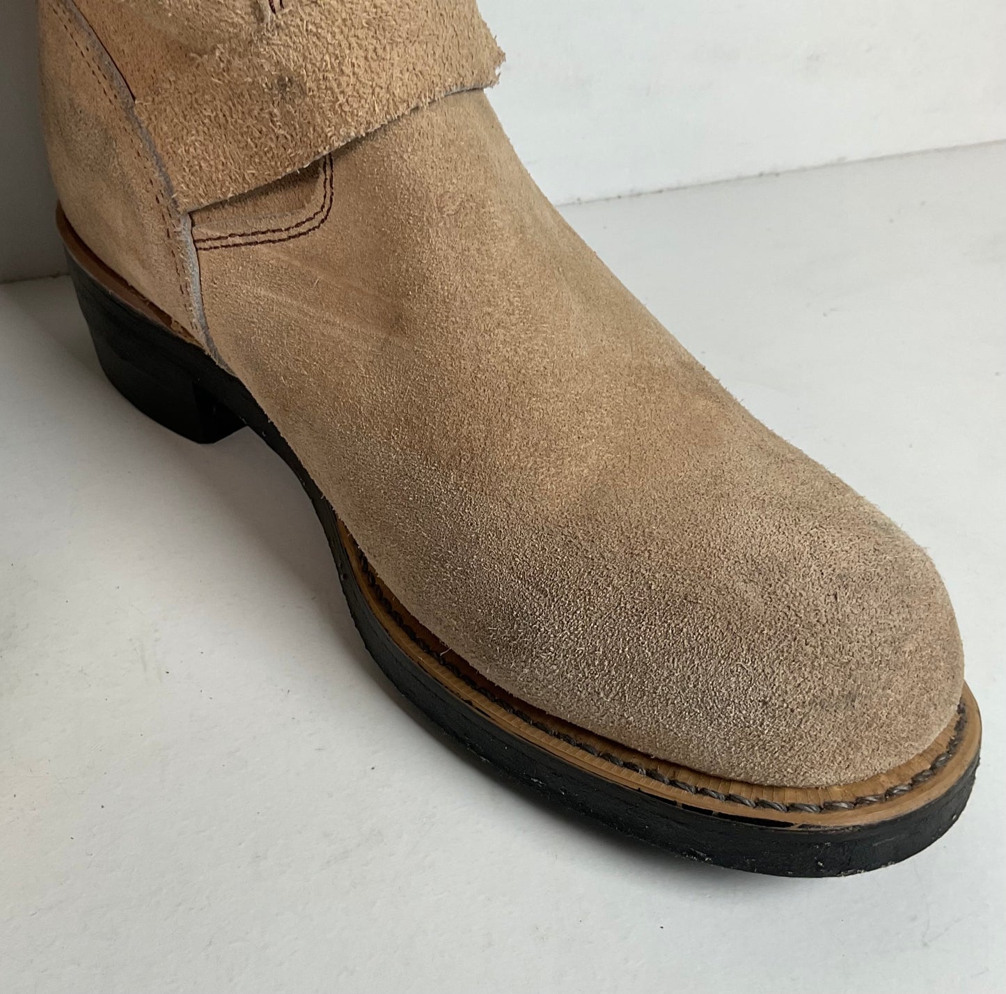 Vintage Georgia Tall Suede Harness Boots 9 M USA Made Soft Toe