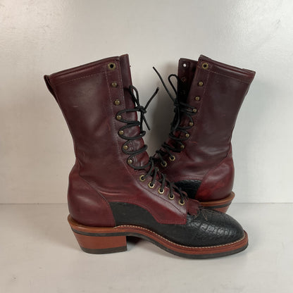 Tony Lama Kiltie Packer Boots 9 D Bullhide Western Lace Up