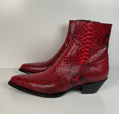 Lucent Los Angeles | Python Snakeskin Ankle Boots | Red | Men’s 15
