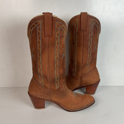 Vintage Dingo Acme Nubuck Suede Cowgirl Boots 8 M Dream Catcher Stitching