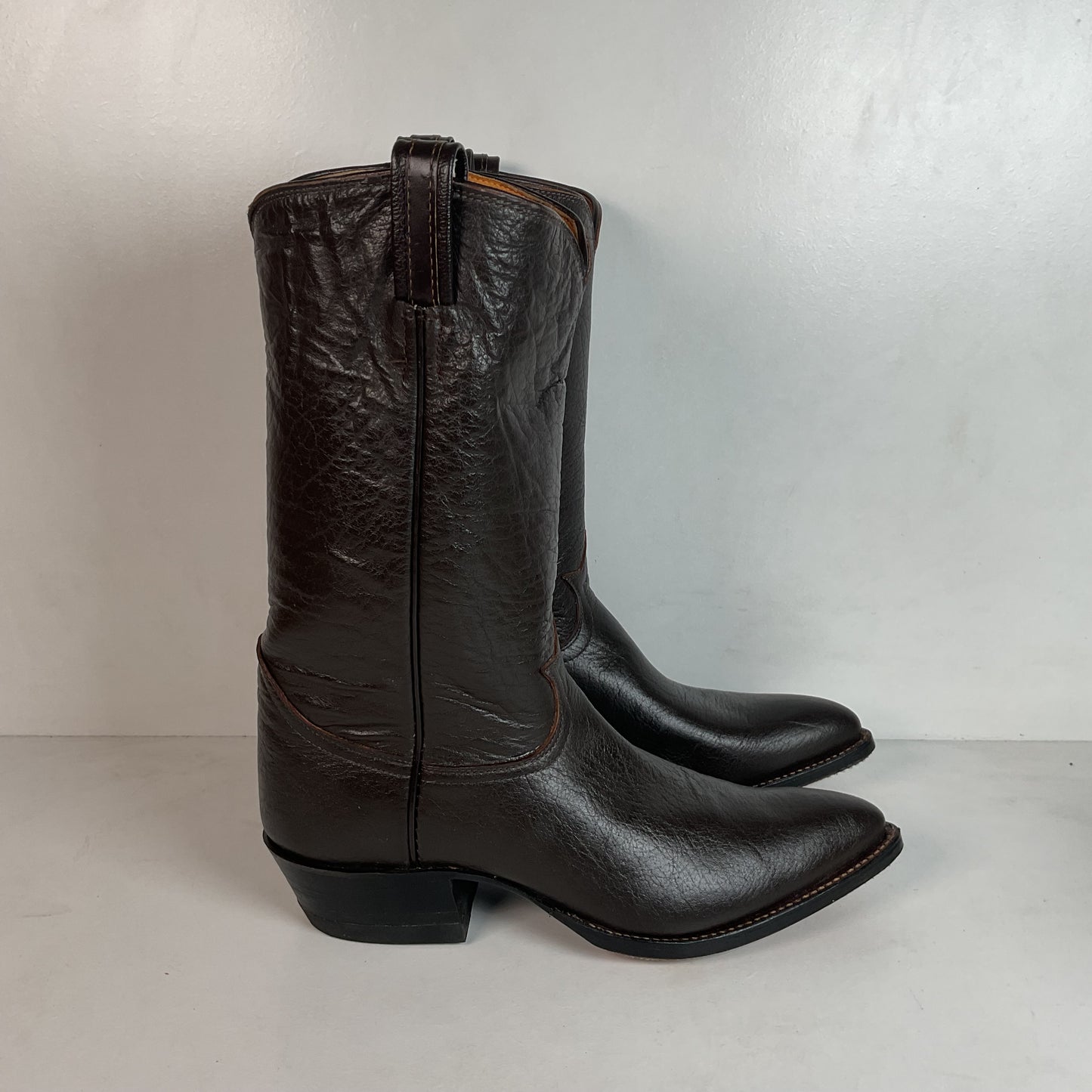 Vintage 1960s Tony Lama Water Buffalo Cowboy Boots 10 E Exotic Gold Label