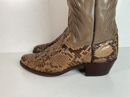 Dan Post Front Cut Python Cowboy Boots 9 D Snakeskin USA Made Recrafted