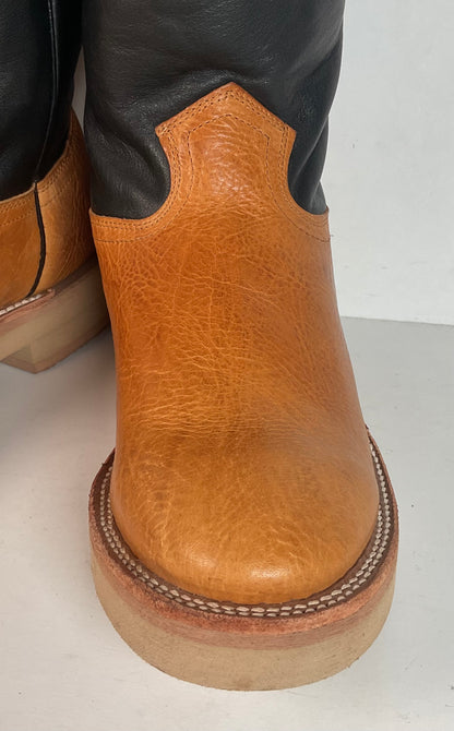 Vintage J. Chisholm Crepe Roper Boots Men’s 8.5 D USA Made