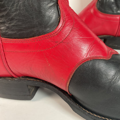 Olathe Western Roper Boots | Red & Black Calf | USA Made | Men’s 9 D