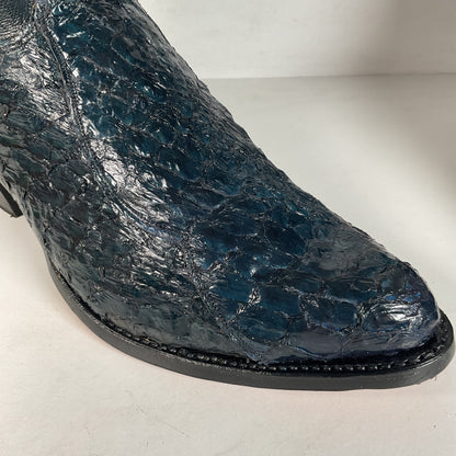 Vintage Olathe Sea Bass Cowboy Boots | Exotic | USA Made | Navy Blue | 13 EE