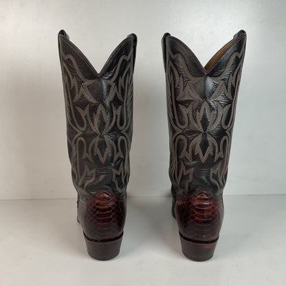 Vintage Texas Imperial Cowboy Boots 9.5 D Python Snakeskin Back Cut