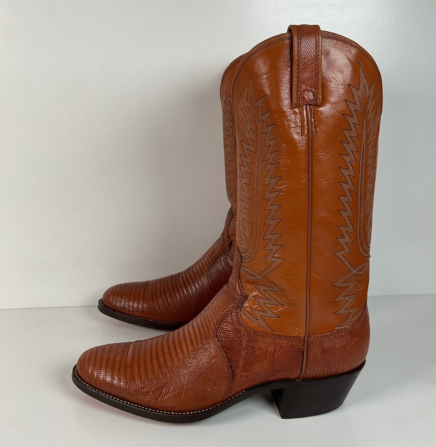 Vintage Dan Post Teju Lizard Cowboy Boots | Peanut Brittle | Men’s 10 D