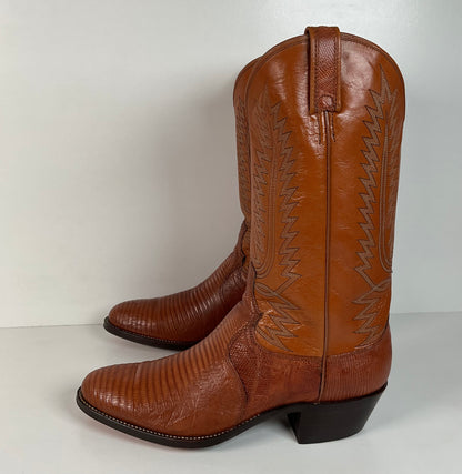Vintage Dan Post Teju Lizard Cowboy Boots | Peanut Brittle | Men’s 10 D