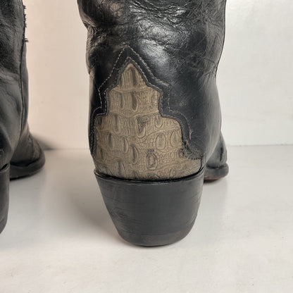 Vintage Larry Mahan Hornback Lizard Cowboy Boots 9.5 D Triad Thrashed HBL