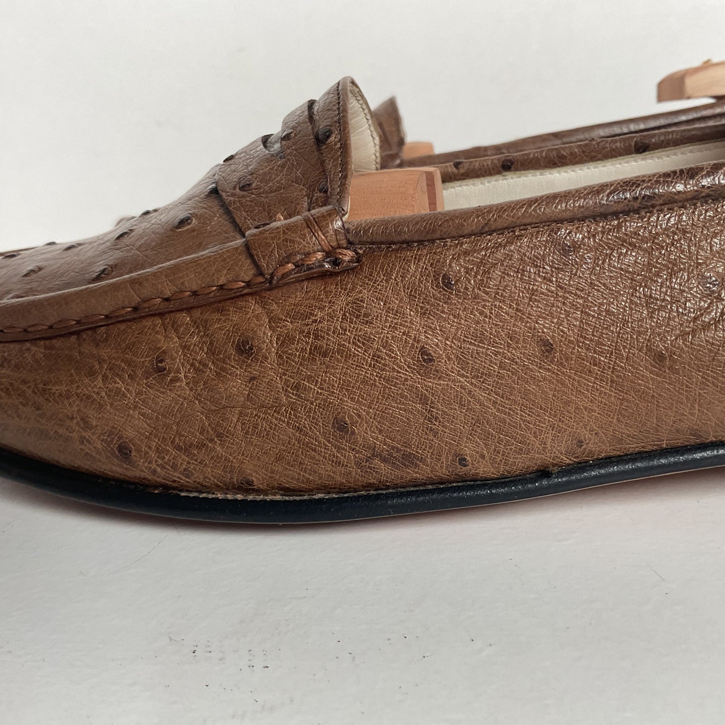 Helene Arpels Ostrich Quill Penny Loafers | Exotic | Brown | 10.5 B