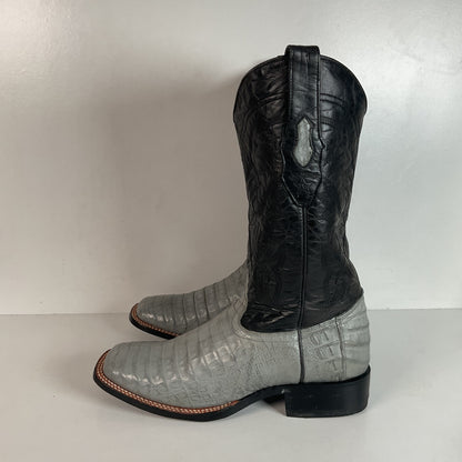 Los Altos Grey Caiman Crocodile Cowboy Boots 9 EE Exotic Belly Cut