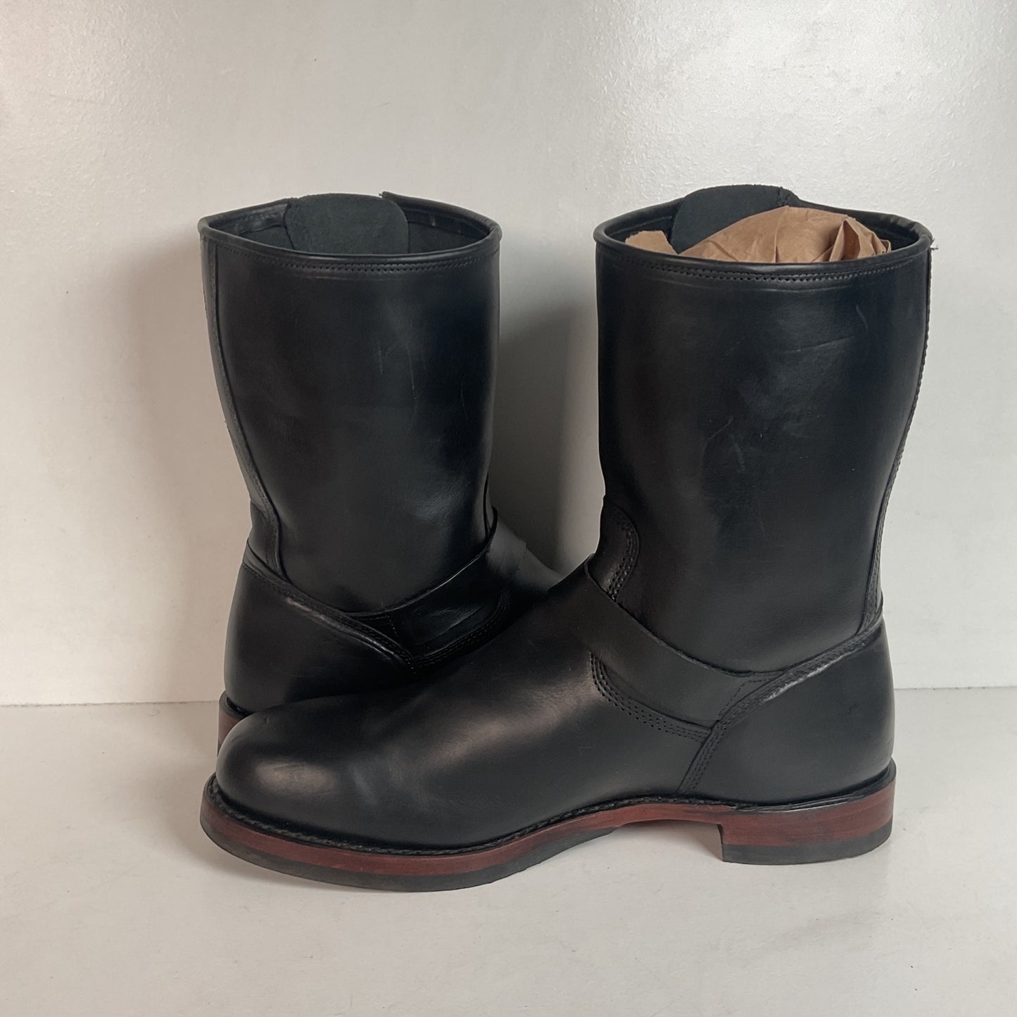 Frye John Addison Engineer Boots 11.5 M USA Made Black Calf