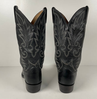 Vintage Dan Post Buck Skin Cowboy Boots | Classic Black | Men’s 10 D
