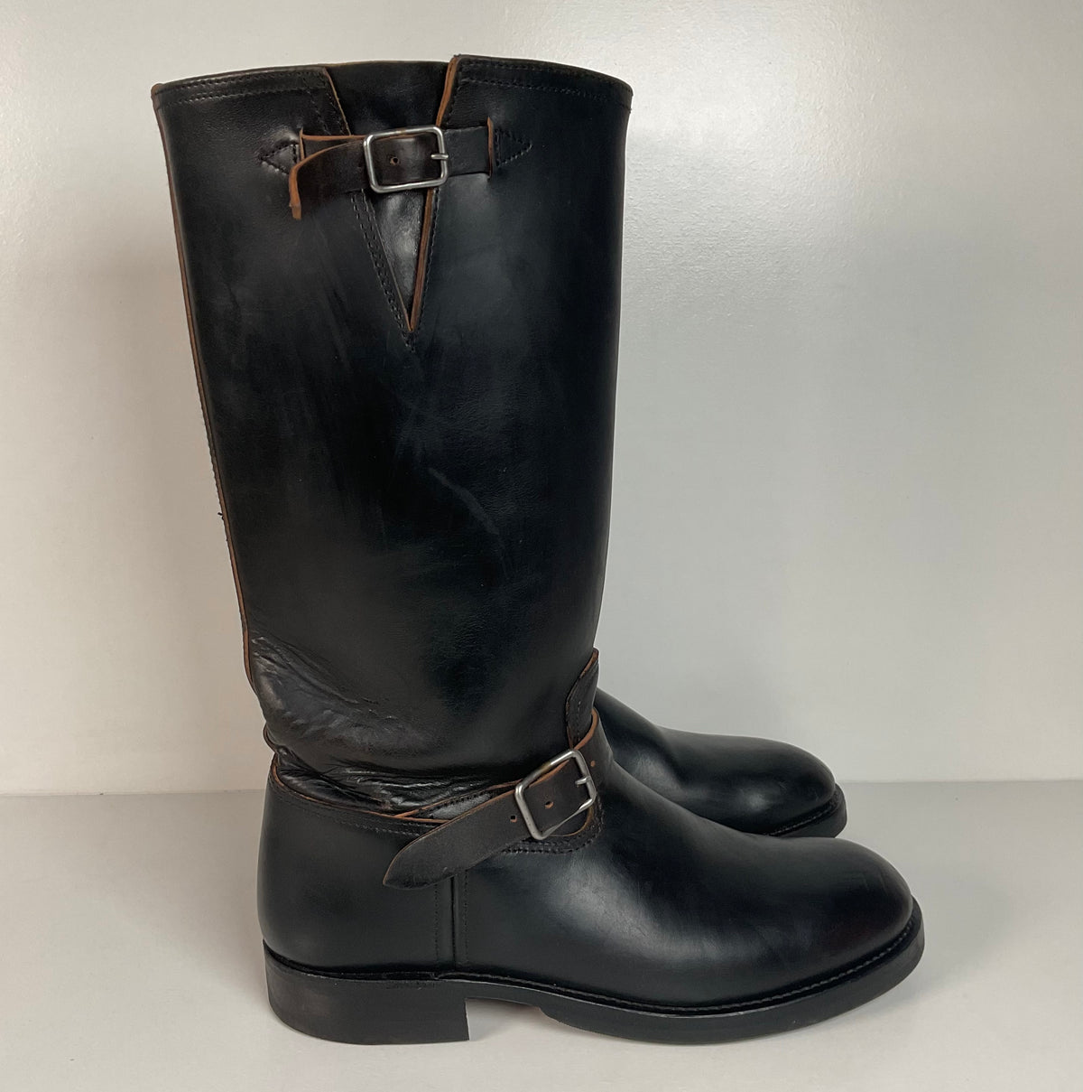 Black Sign Aviator Boots | Horse Hide Engineer | Men’s 10