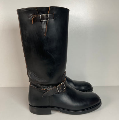 Black Sign Aviator Boots | Horse Hide Engineer | Men’s 10