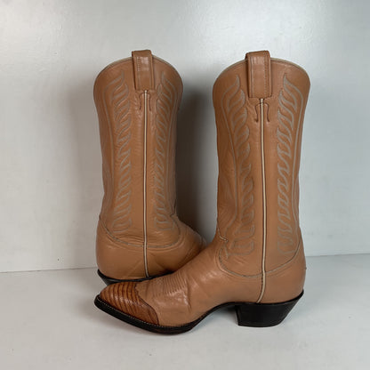 Vintage Tony Lama Gold Label Cowboy Boots 9.5 D Lizard Wingtip USA Made