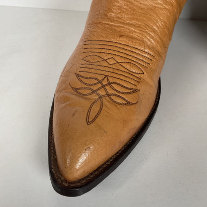Vintage Justin Smooth Ostrich Cowboy Boots | USA Made | Butterscotch | 8 EE